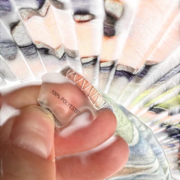 Vintage Y2K Euro Printed Top Milano Printed Plisse Pleated Sleeveless Blouse M - Picture 5 of 8